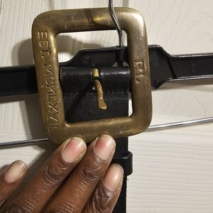 Ralph Lauren Black Belt with Brass Buckle